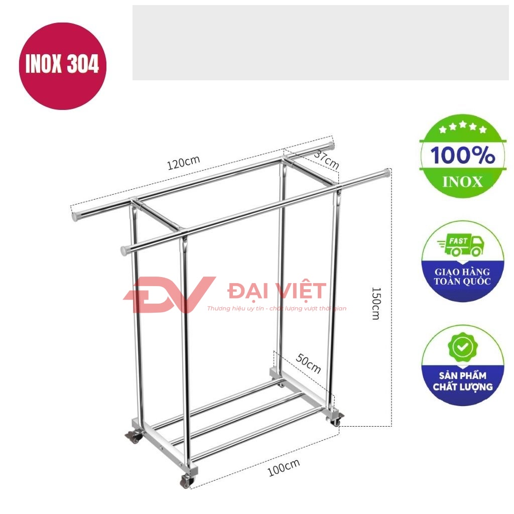 Sào treo quần áo inox đôi