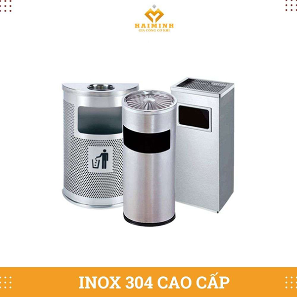 Thùng rác inox gạt tàn thuốc cao cấp - Gia Công Inox Hải Minh - Công Ty TNHH SX TM Xây Dựng Cơ Khí Hải Minh