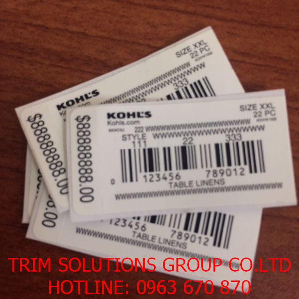 Nhãn sticker, nhãn in mã vạch - Phụ Liệu May Mặc Trim Solutions - Công ty TNHH Trim Solutions Group