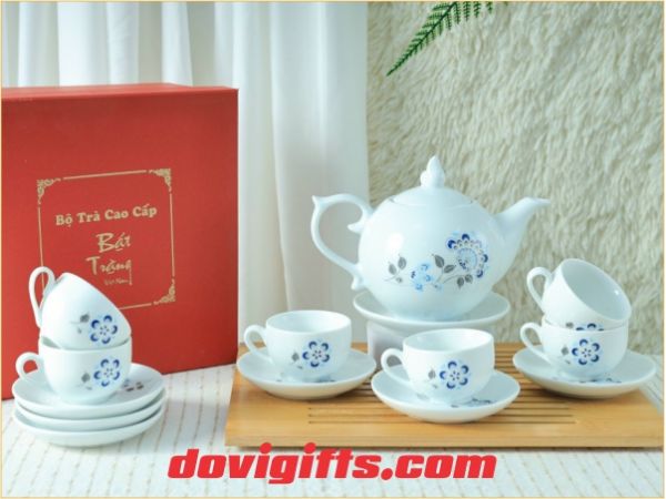 Bộ ấm trà vẽ hoa - Quà Tặng DOVIGIFTS - Công Ty TNHH Sản Xuất Và Thương Mại Đồng Viên