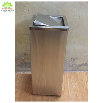 Thùng rác inox lật vuông 240x240x620mm