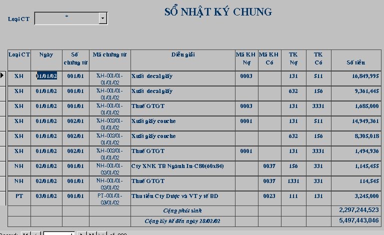 Lập sổ nhật kí chung - Kế Toán Duy Hưng