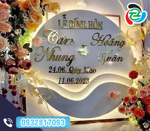 Dịch vụ thiết kế, thi công bảng tên lễ đính hôn - Bảng Hiệu Quảng Cáo Thắng Thiên - Công Ty Trách Nhiệm Hữu Hạn Một Thành Viên Thương Mại Dịch Vụ Sản Xuất Thắng Thiên