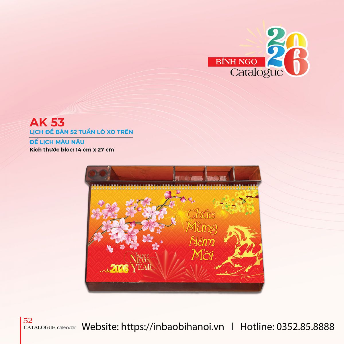 Lịch để bàn 52 tuần lò xo