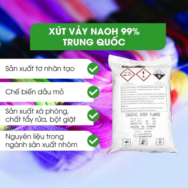 Xút vảy NAOH 99% Trung Quốc - Hóa Chất Xử Lý Nước - Nước Thải Quốc Huy - Công Ty TNHH Môi Trường Quốc Huy