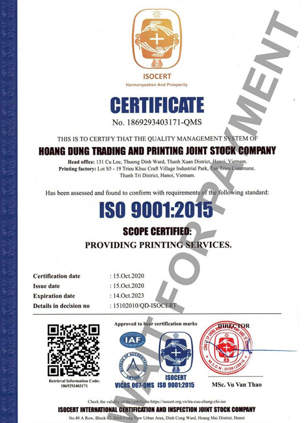 Chứng nhận ISO