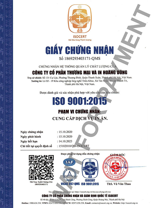 Chứng nhận ISO