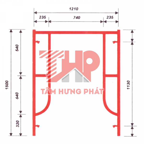 Bộ giàn giáo hoàn thiện 1.5m dày 1.4mm - Giàn Giáo & Cốp Pha Thép Tâm Hưng Phát - Công Ty TNHH Chế Biến Lâm Sản Và Xây Dựng Tâm Hưng Phát