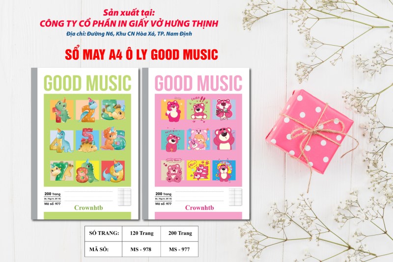 Sổ May A4 Ô Ly Good Music
