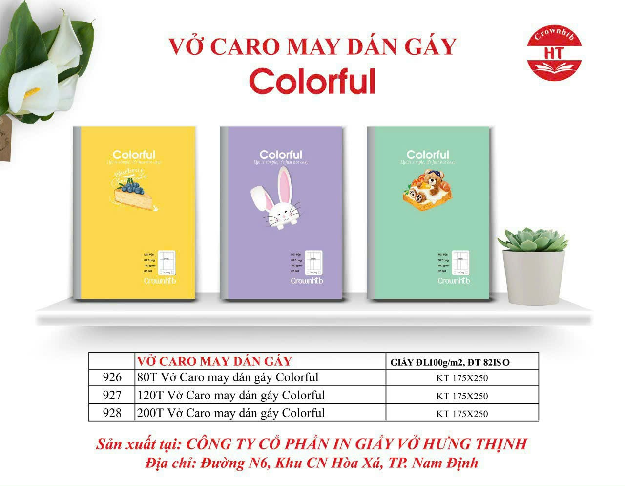 Vở caro may dán gáy