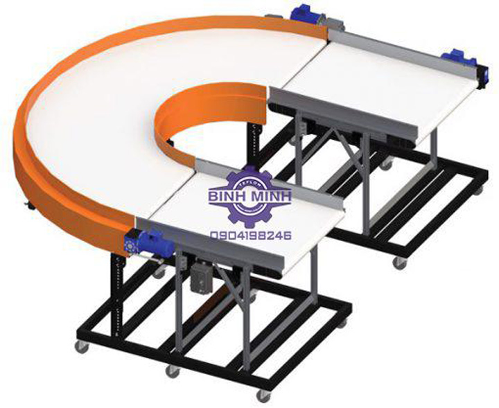 Băng tải cong 90 độ, 180 độ