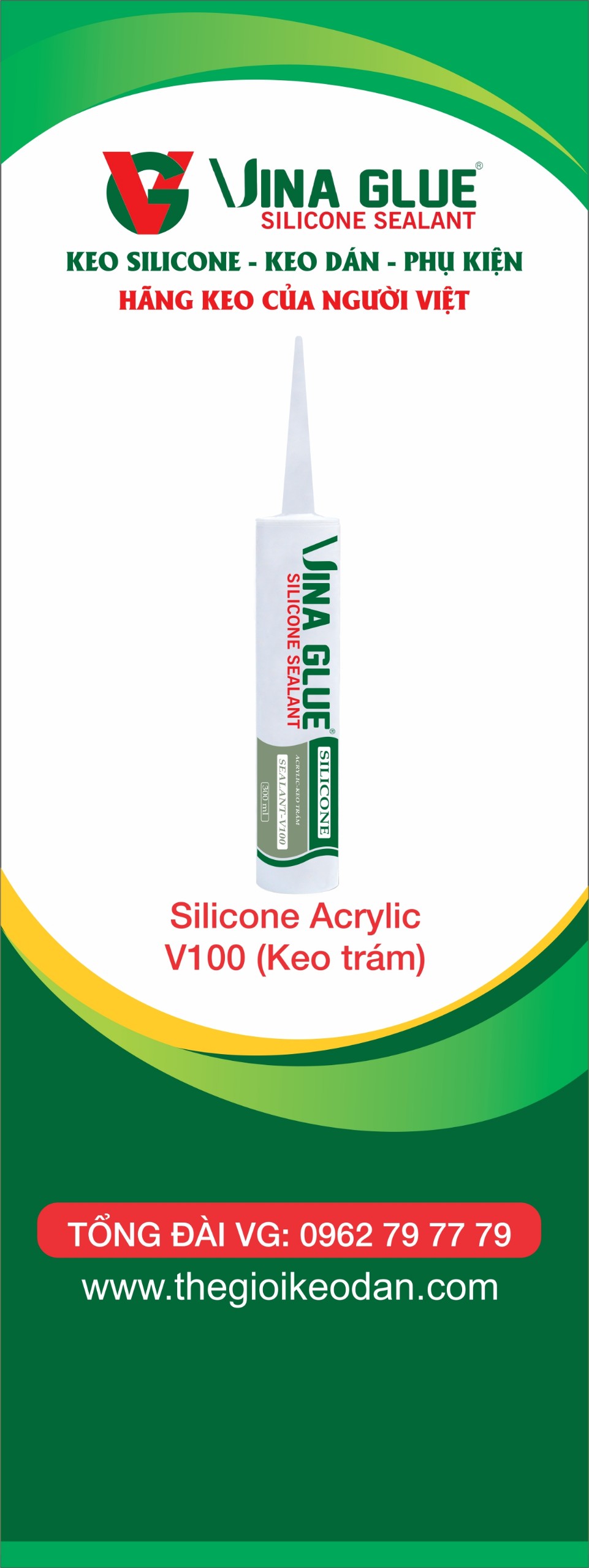 Silicone Acrylic V100(Keo trám) - Keo Silicone VINA GLUE