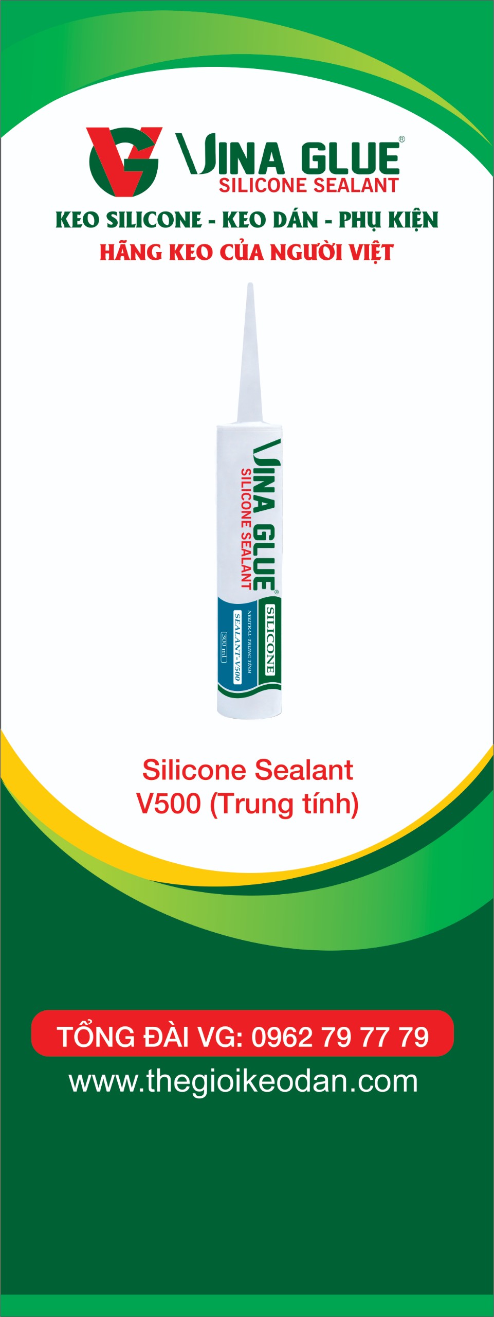 Silicone Sealant V500 (Trung tính) - Keo Silicone VINA GLUE