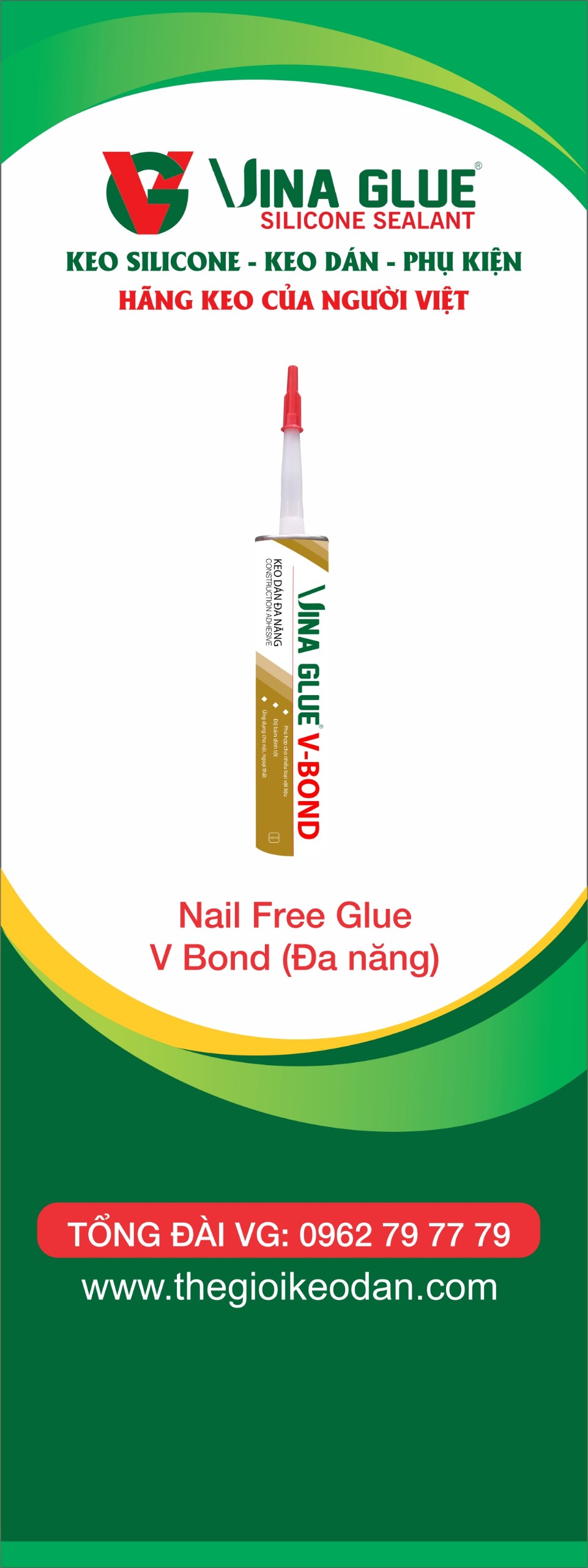 Nail Free Glue V Bond (Đa Năng) - Keo Silicone VINA GLUE