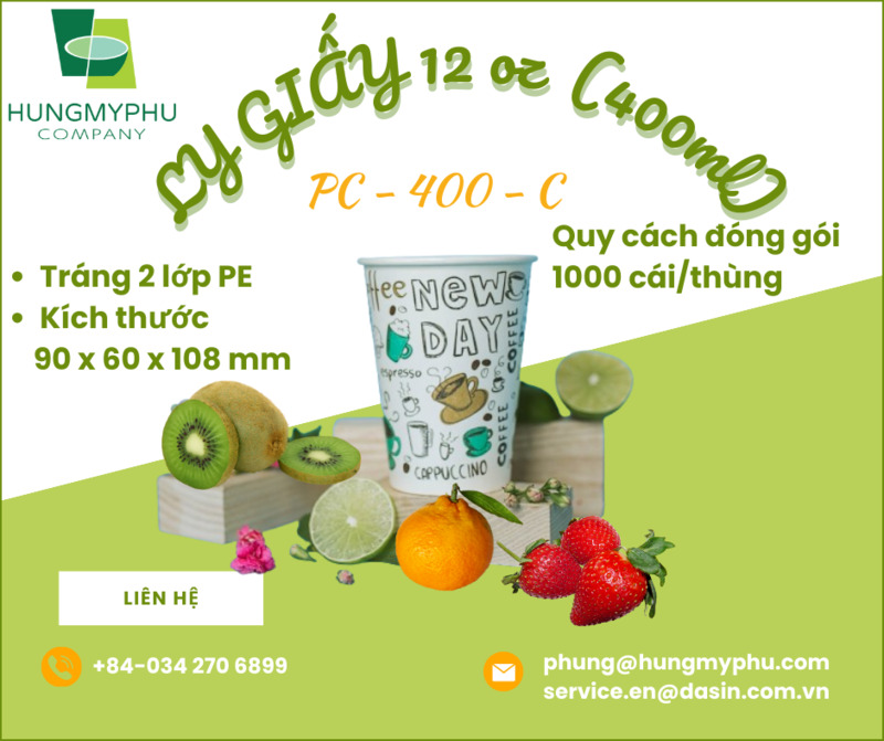 Ly giấy lạnh 12OZ 400ml - Ly Cốc Giấy Hưng Mỹ Phú - Công Ty TNHH Hưng Mỹ Phú