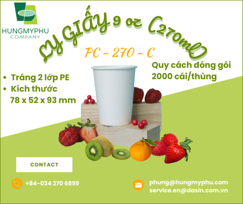 Ly giấy lạnh 9OZ 270ml - Ly Cốc Giấy Hưng Mỹ Phú - Công Ty TNHH Hưng Mỹ Phú