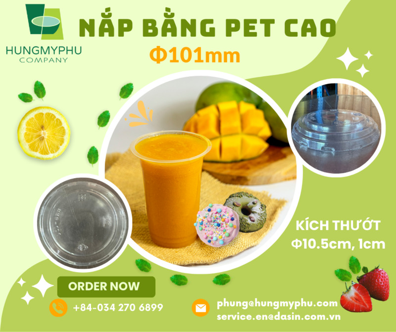 Nắp bằng PET cao 101mm - Ly Cốc Giấy Hưng Mỹ Phú - Công Ty TNHH Hưng Mỹ Phú