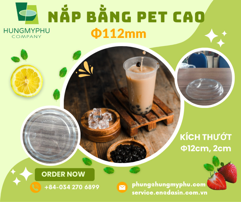 Nắp bằng PET cao 112mm - Ly Cốc Giấy Hưng Mỹ Phú - Công Ty TNHH Hưng Mỹ Phú
