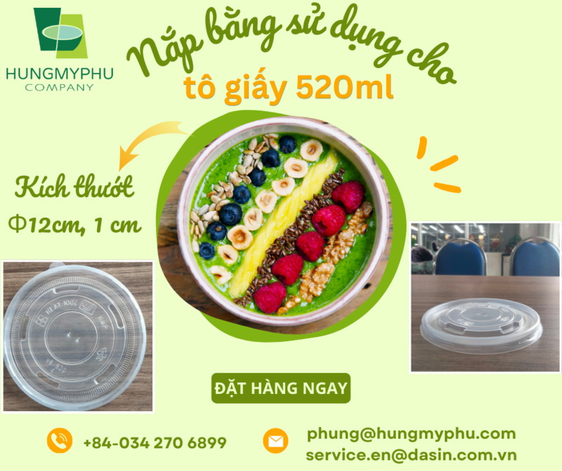 Nắp bằng sử dụng cho tô giấy 520ml - Ly Cốc Giấy Hưng Mỹ Phú - Công Ty TNHH Hưng Mỹ Phú