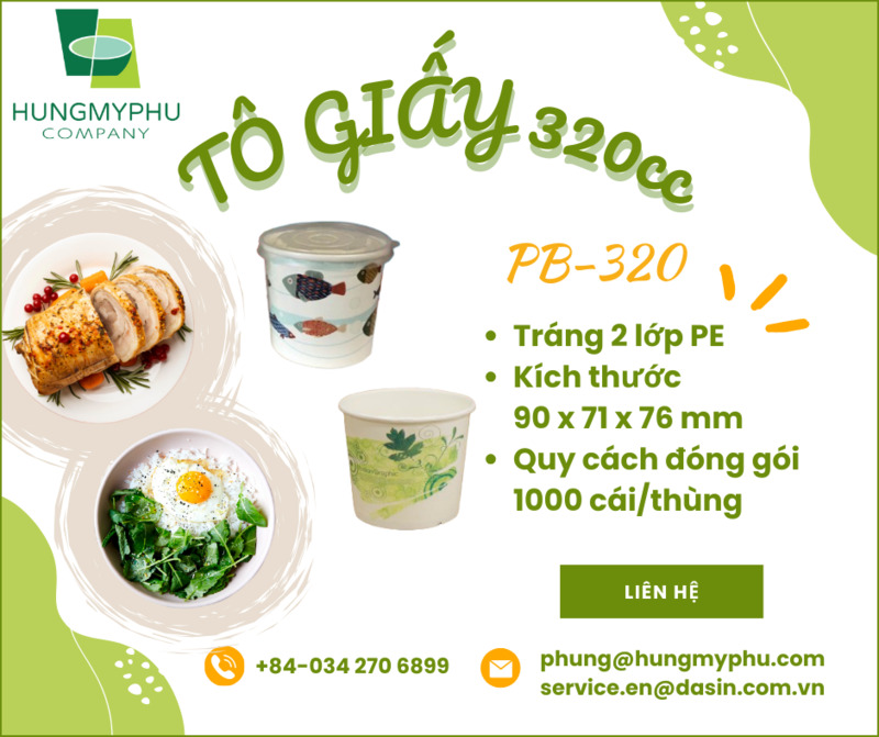 Tô giấy 320cc model PB 320 - Ly Cốc Giấy Hưng Mỹ Phú - Công Ty TNHH Hưng Mỹ Phú