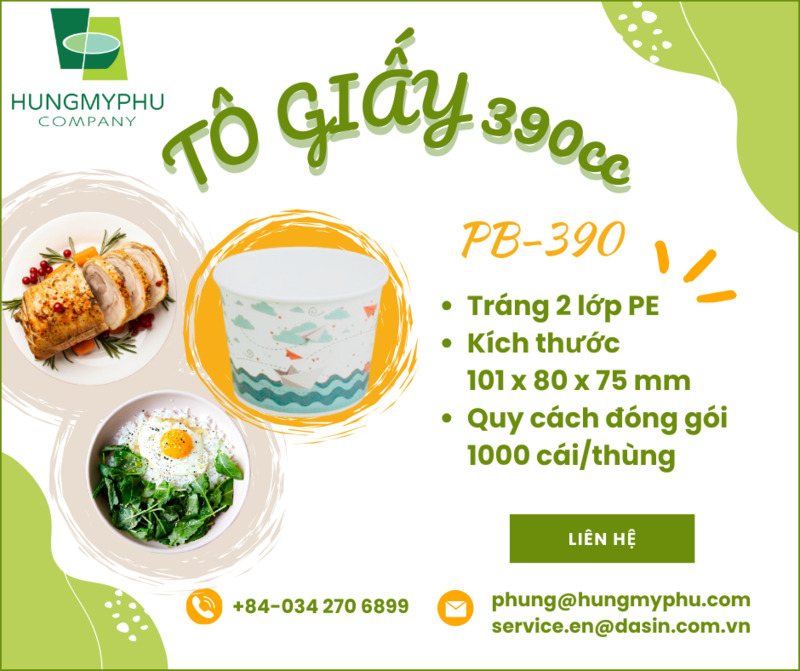 Tô giấy 390cc model PB 390 - Ly Cốc Giấy Hưng Mỹ Phú - Công Ty TNHH Hưng Mỹ Phú