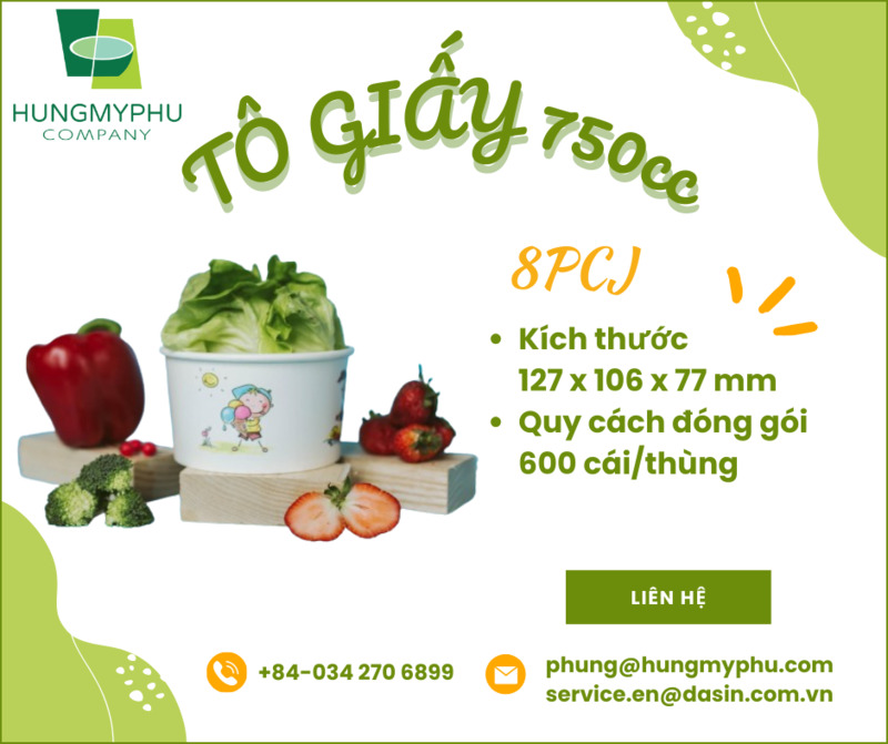 Tô giấy 750cc model 8PCJ - Ly Cốc Giấy Hưng Mỹ Phú - Công Ty TNHH Hưng Mỹ Phú