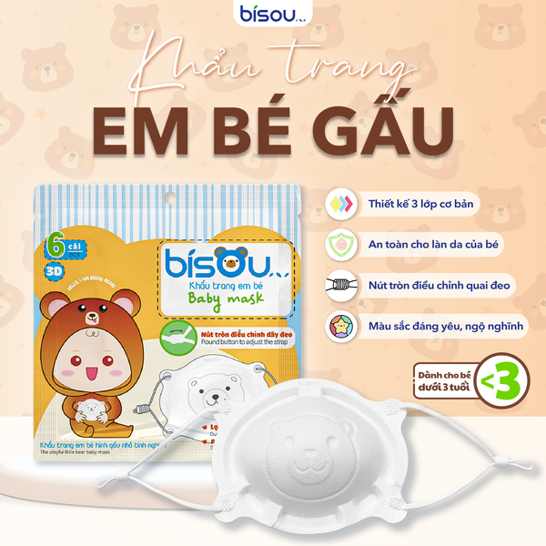 Khẩu trang trẻ em gấu