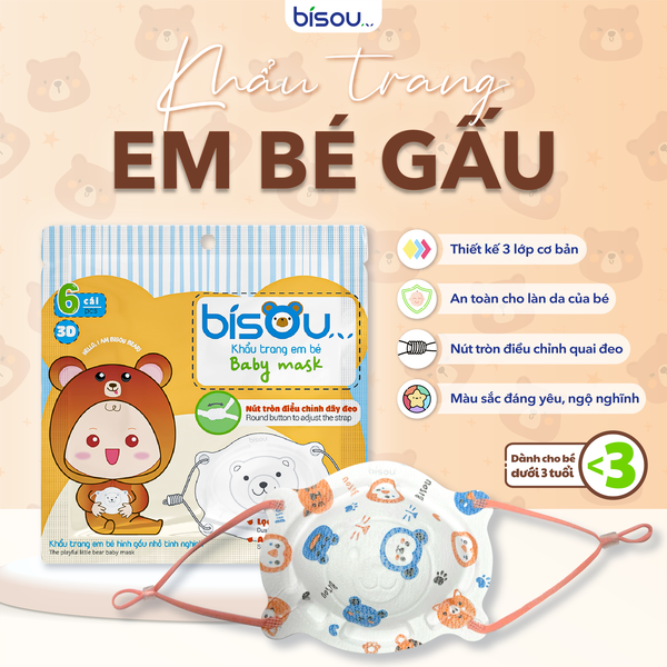 Khẩu trang trẻ em gấu