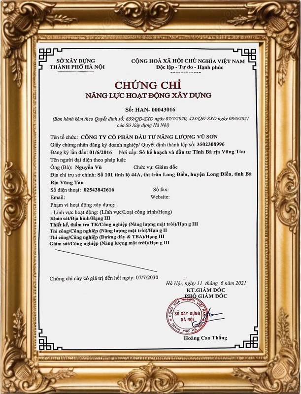  - Vũ Sơn Solar - Công Ty Cổ Phần Đầu Tư Năng Lượng Vũ Sơn