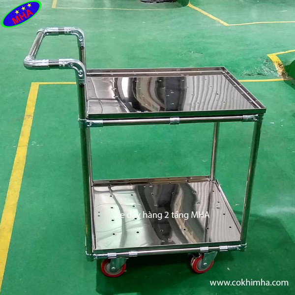 Xe đẩy hàng 2 tầng inox