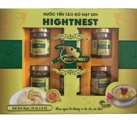 Yến táo đỏ hạt sen (Hộp 6 lọ) - Yến Sào Hightnest - Công Ty TNHH Thẩm Mỹ Hoài An