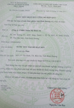 Giấy chứng nhận hợp quy sản phẩm - Yến Sào Hightnest - Công Ty TNHH Thẩm Mỹ Hoài An