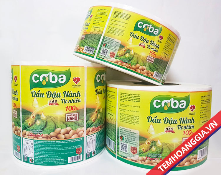 In nhãn dán dầu ăn - Chi Nhánh - Công Ty Cổ Phần Giải Pháp Đóng Gói Hoàng Gia