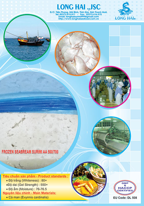 Chả cá đông lạnh SURIMI - Công Ty CP TM Vận Tải Và Chế Biến Hải Sản Long Hải