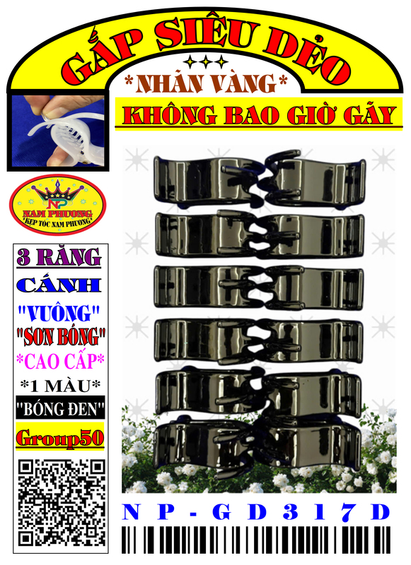 Kẹp tóc 3 răng GD317D-G50