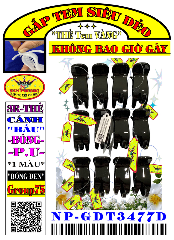 Kẹp tóc 3 răng GDT3477D-G75