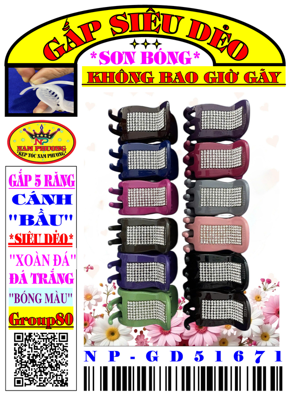 Kẹp tóc 5 răng GD51671-G80