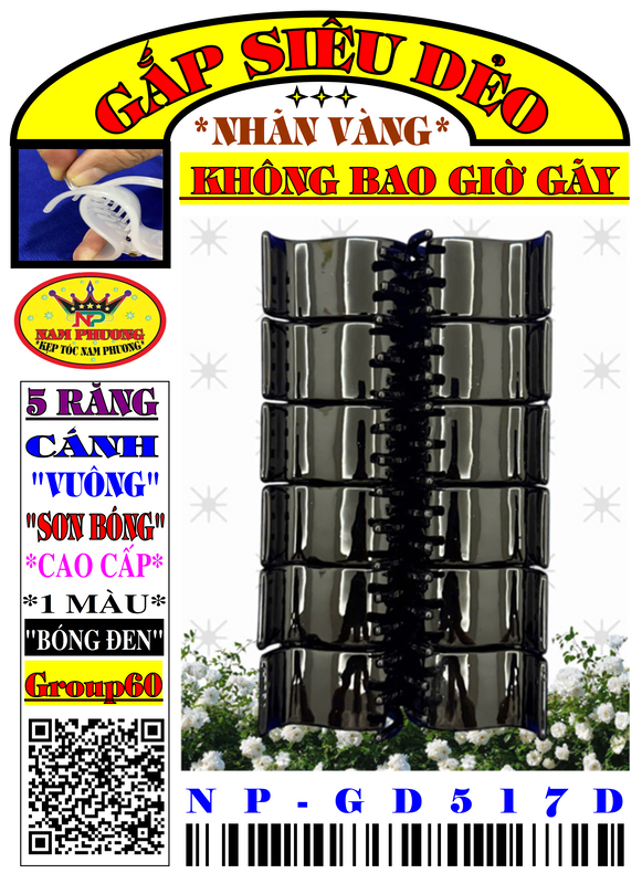 Kẹp tóc 5 răng GD517D-G60