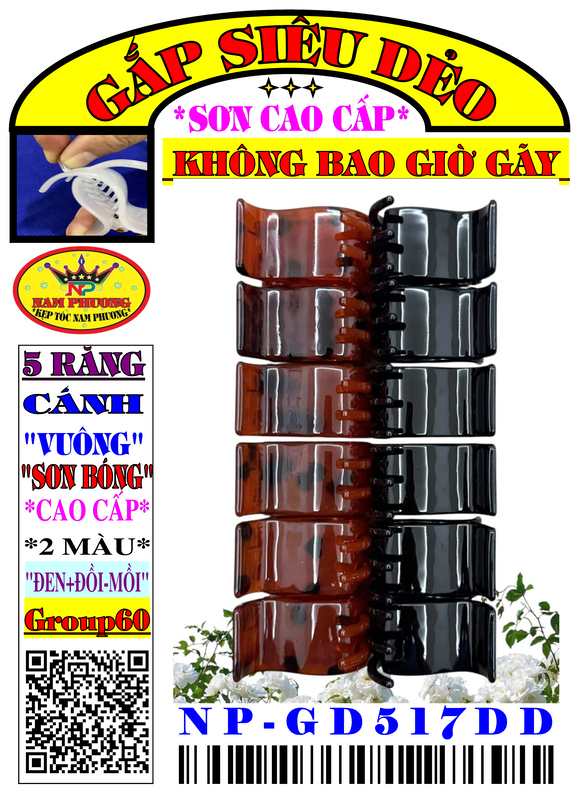 Kẹp tóc 5 răng GD517DD-G60