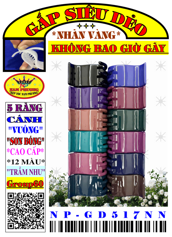 Kẹp tóc 5 răng GD517NN-G60