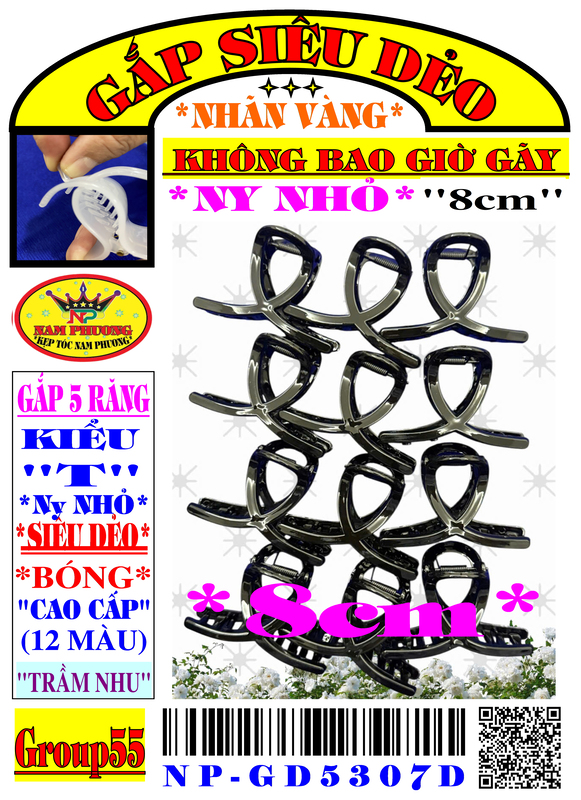 Kẹp tóc 5 răng GD5307D-Group-55K