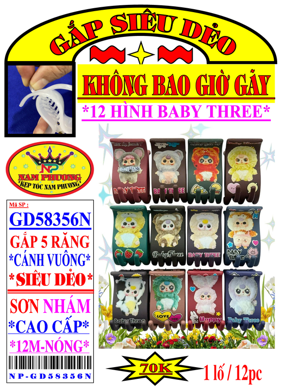 Kẹp tóc 5 răng GD58356N-GIA-70K