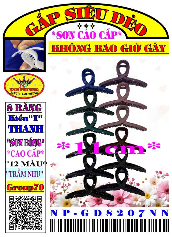 Kẹp tóc 8 răng GD8207NN-G70
