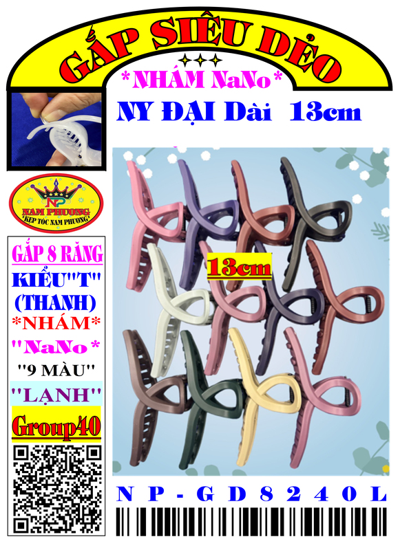 Kẹp tóc 8 răng GD8240L-G40