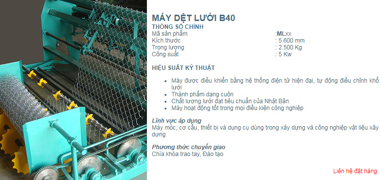 Máy dệt lưới B40 - Công Ty TNHH Đắc Lộc
