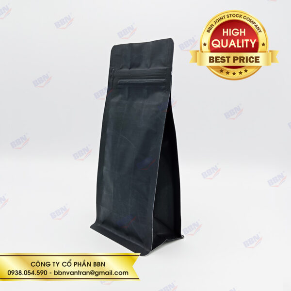 Túi đáy bằng pocket zipper đen mờ 250g - Bao Bì Túi Zip BBN - Công Ty Cổ Phần BBN