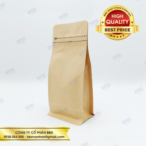 Túi đáy bằng pocket zipper giấy kraft ghép bạc 250g - Bao Bì Túi Zip BBN - Công Ty Cổ Phần BBN