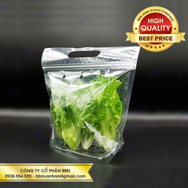 Túi đựng rau củ quả zipper trong suốt đáy đứng size S - Bao Bì Túi Zip BBN - Công Ty Cổ Phần BBN