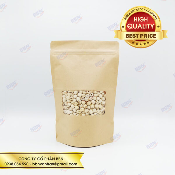 Túi giấy kraft đáy đứng zipper có cửa sổ - Bao Bì Túi Zip BBN - Công Ty Cổ Phần BBN