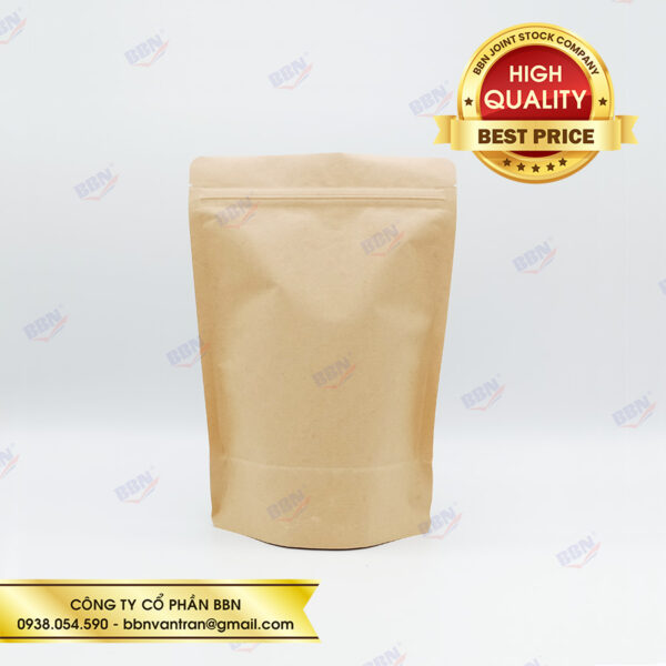 Túi giấy kraft ghép bạc đáy đứng zipper không cửa sổ - Bao Bì Túi Zip BBN - Công Ty Cổ Phần BBN